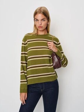 Reformation Striped Cashmere Boyfriend Sweater